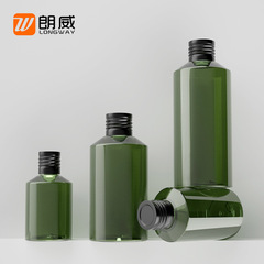50ml, 100ml, 150ml, 200ml Dark Green Slanted-Shoulder Bottles with Black Alumina Lids — Facial Toner Bottles for Refilling