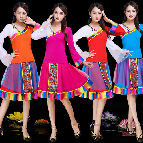 Square dance Tibetan costume Tibetan dance performance women adult Tibetan clothing women ethnic style new set 2018