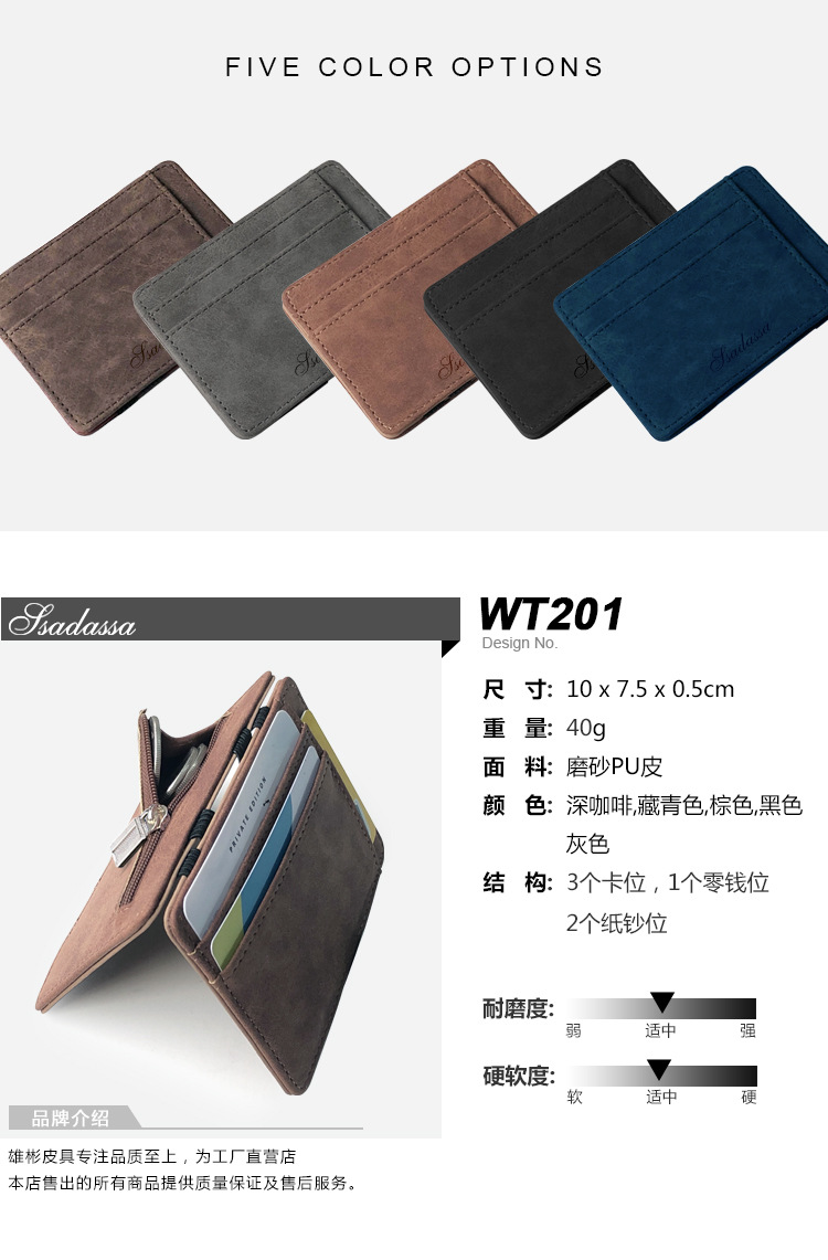 Korean Fashion Wild Creative Models Matte Leather Magic Wallet Card Package Zipper Coin Purse Men's Wallet Wholesale Nihaojewelry display picture 2