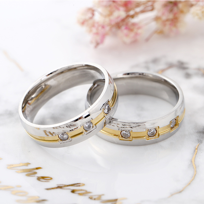 2019 new pattern originality Secondary color Diamond Rings Cross border Electricity supplier Explosive money Stainless steel Couple rings Men's Rings