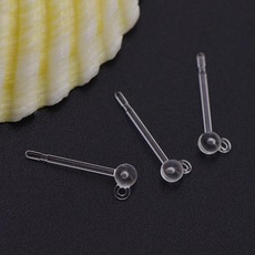 新款树脂带珠耳钉 塑料有吊珠针耳针 diy小商品饰品配件