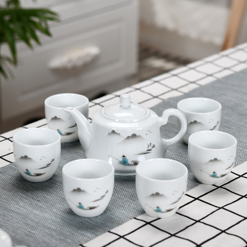 ceramics tea set suit Special Offer Kungfu Online tea set a complete set household Porcelain originality gift Blue and white porcelain customized LOGO