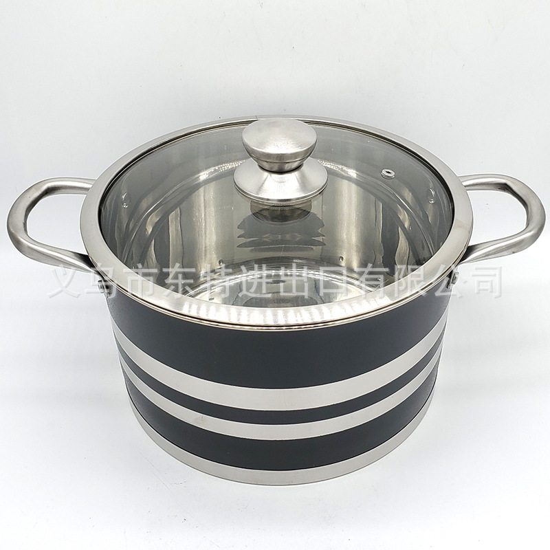 Factory direct sales of stainless steel soup POTS, color frosted right-angle POTS, 28-32 large capacity soup POTS, gift sets of soup POTS detail image 3