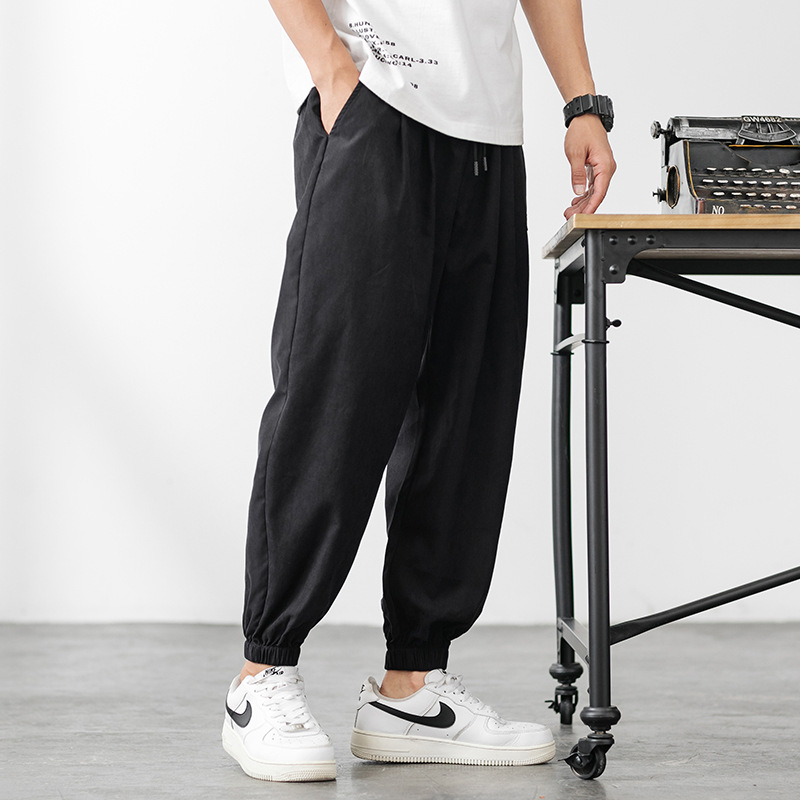 束腳褲夏季休閑哈倫褲男士小腳寬松九分束腿運動褲薄款潮流男褲子