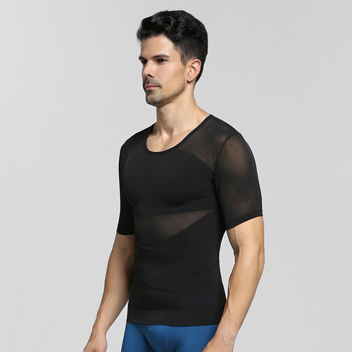 New men's shapewear to control belly, shape waist, invisible corset, short-sleeved shapewear, summer thin beer belly NY134