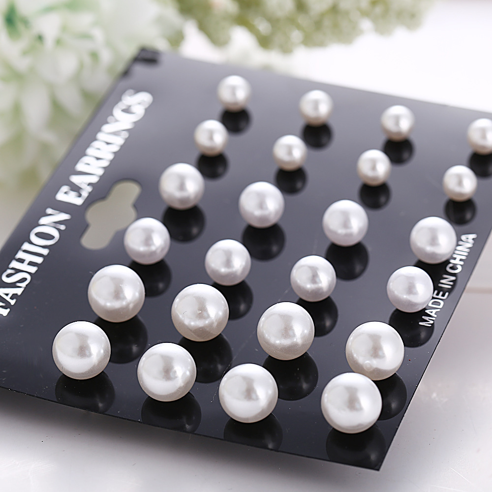 European And American New Artificial Pearl Earrings Set 12 Pairs Of Classic Retro Simple Temperament Fashion Earrings