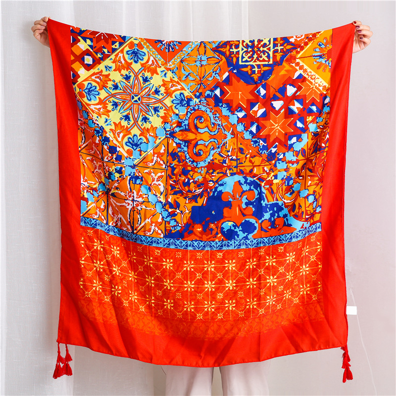 Sun Shawl Women's Silk Scarves, Beach Towels, Beach Towels, Oversized Scarves, Air Conditioner Room Scarves display picture 20