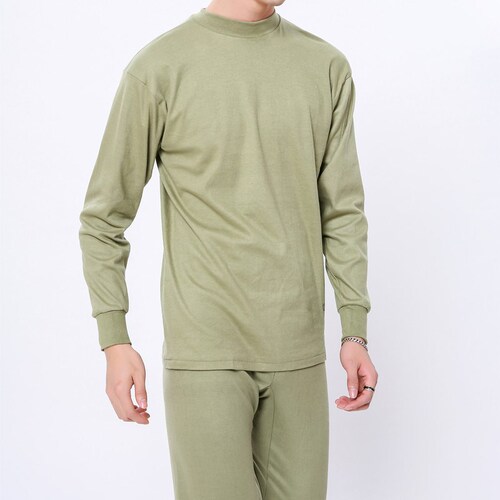 Men's Underwear Old-fashioned Pure Cotton Autumn Set Military Green Mine Coal Mine Underground Protective Autumn Shirt and Pants