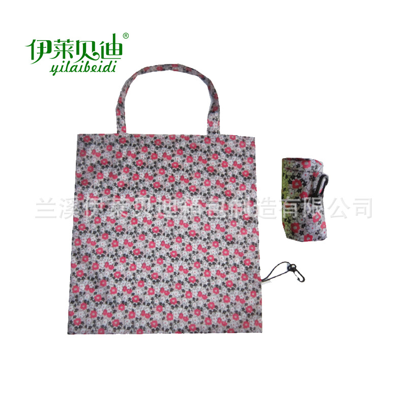 涤纶印花布折叠袋 供应满版印花购物袋 促销皮筋收纳袋厂家定做lo