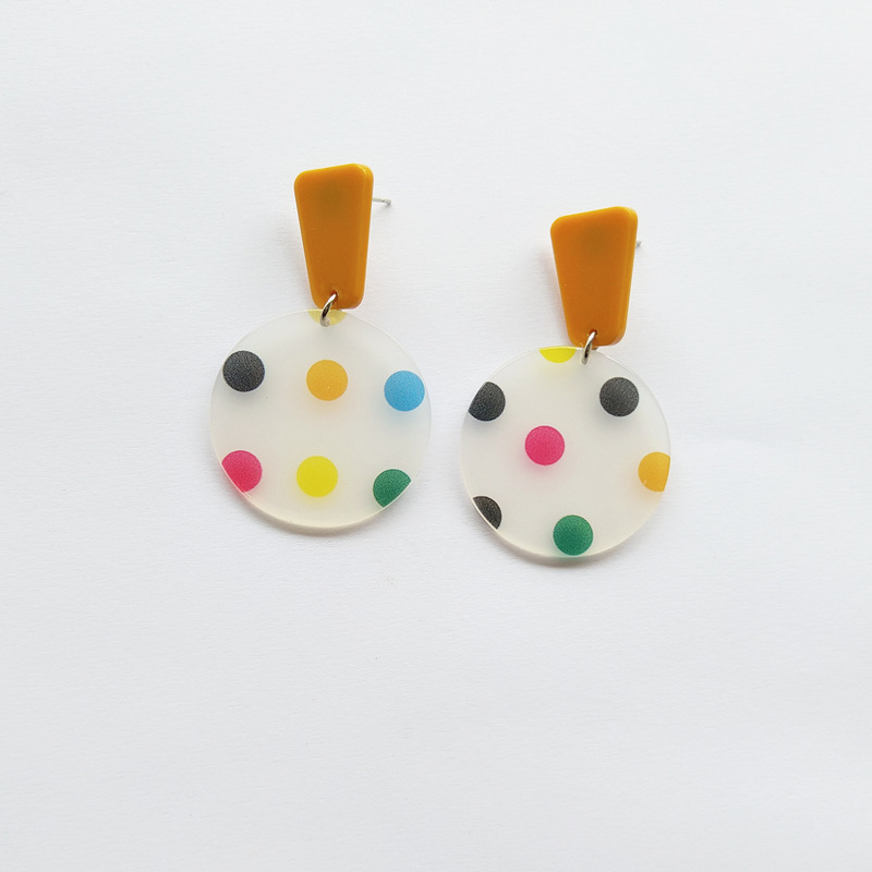 7g Weight No Inlaid Inlay Material Earrings Classification Housewarming, Anniversary, Business, Wedding, Travel, Birthday, Festival Occasion Arylic Material Geometric Pattern Women'S Gender Black&White Color Table Tennis Racket Round Spotted Pattern Earrings 2