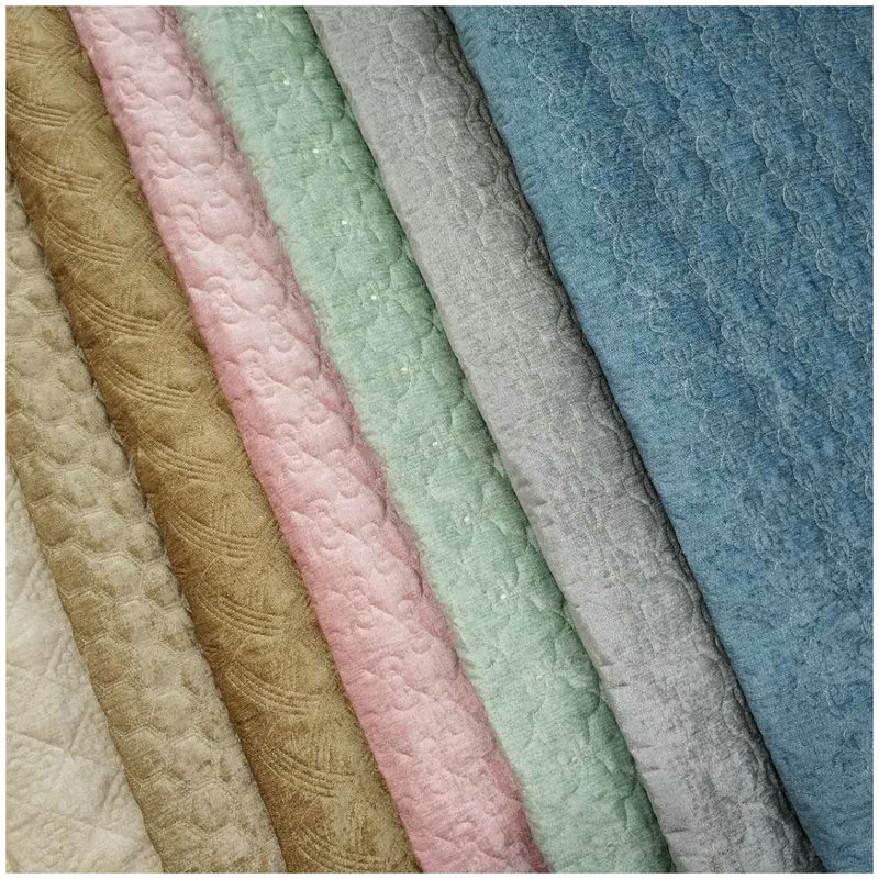 精尼尔沙发布 纯色沙发布料 绗绣卷材加厚垫子夹棉半成品