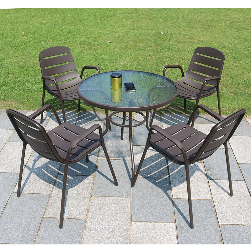 戶外家具庭院奶茶店桌椅休閑塑料桌椅小藤椅三五件套休閑編藤家具