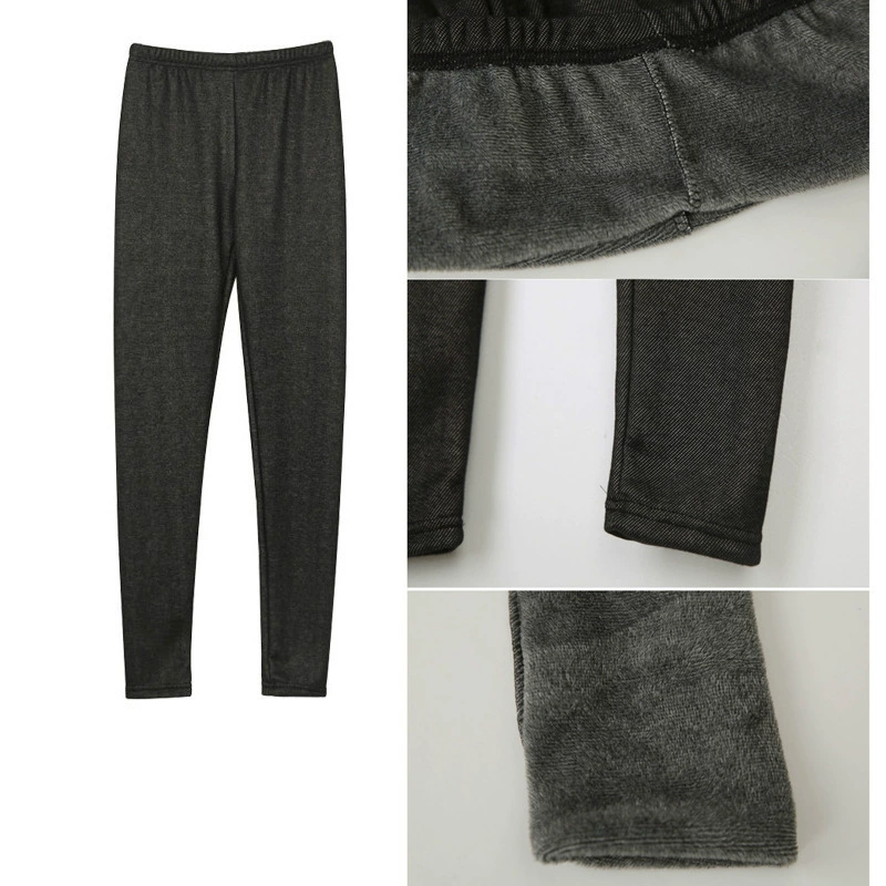 Цельная доставка, зимние неперевернутые бархатные джинсовые утолщенные низ на флисовой подкладке, теплые женские брюки-ботинки больших размеров