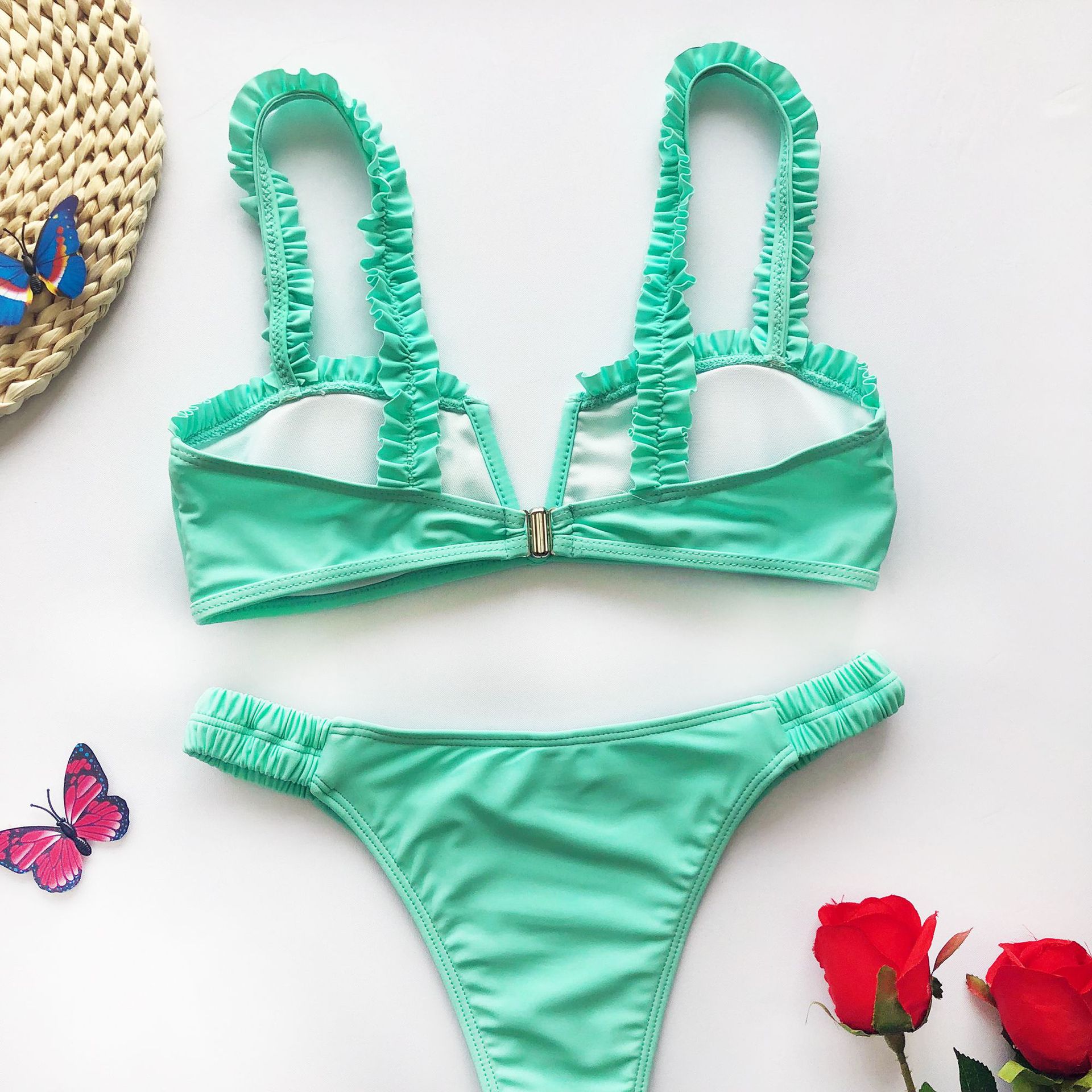 Ruffled V-neck bikini – LOVEMI