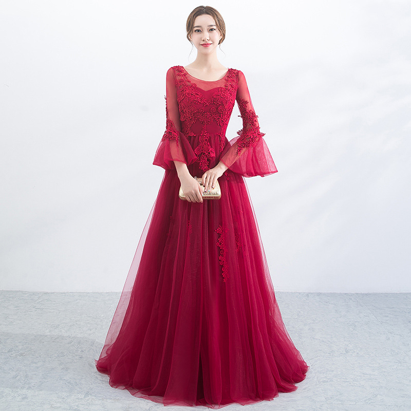 red long sleeve bridesmaid dress