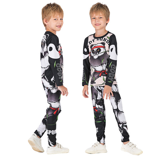 Children's clothing spring and autumn suit 2019 new children's breathable 3D digital printing sports and running two-piece T-shirt