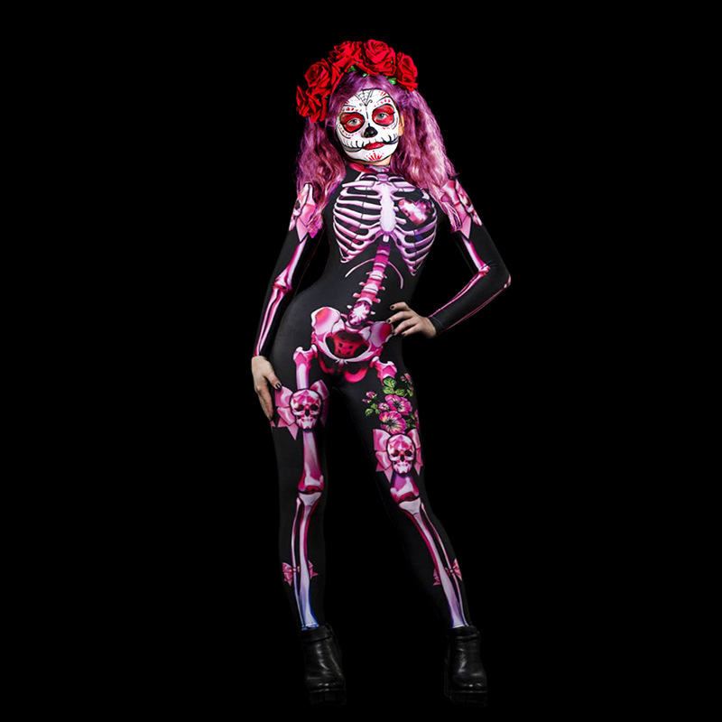 Halloween costume horror skeleton print parent-child jumpsuit NSONF136682