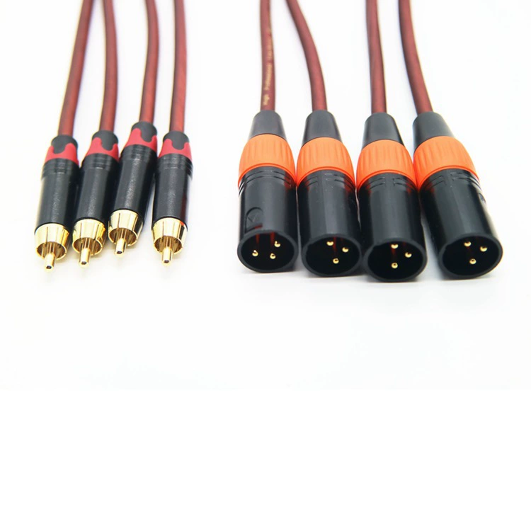 Позолоченный RCA кабель, трижильный аудиокабель AV, микрофонный/динамический аудиопровод