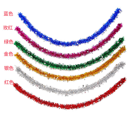 Cross-border best-selling Christmas wedding decoration arrangement 2.5 meters 5-layer encrypted Christmas fur garland ribbon colorful ribbons