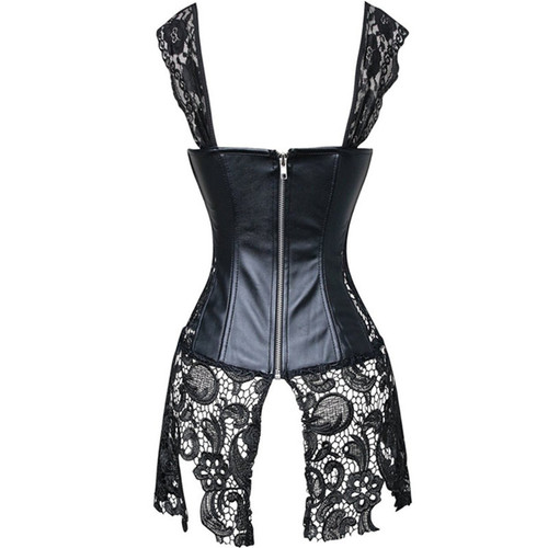 Sexy leathery corset body shaping one piece court corset