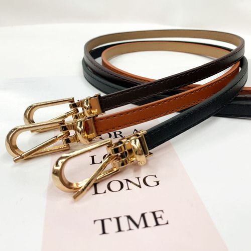 Wenshi Korean version women's thin belt soft leather pin buckle PU small clip buckle belt decoration with dress adjustable belt