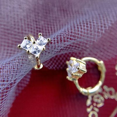 S925純銀鑲鑽锆石愛心形耳扣氣質個性百搭簡約耳骨釘小耳圈小耳扣