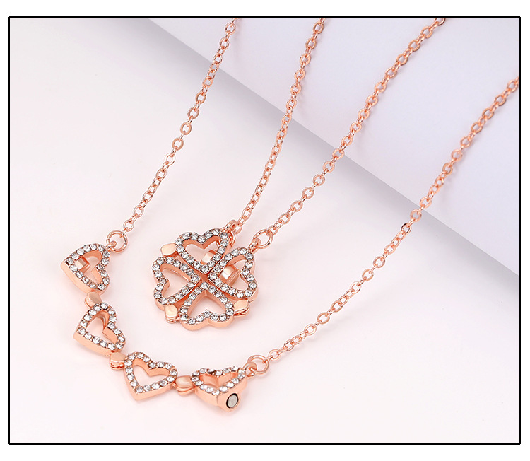 Fashion Heart Shape Alloy Copper Plating Inlay Crystal Pendant Necklace 1 Piece display picture 4