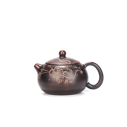 Yixing purple clay pot source manufacturer wholesale and delivery raw ore Qinzhou mud dragon pattern Xishi pot handmade by famous artists