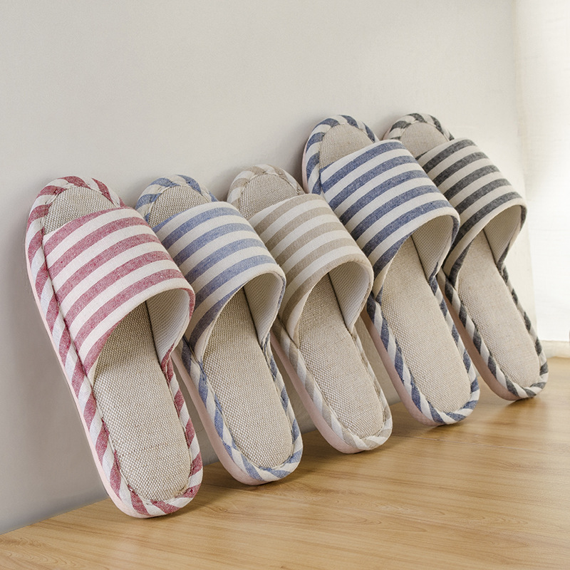 Home couple linen slippers female indoor...