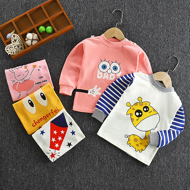 Autumn children's cotton long-sleeved t-...