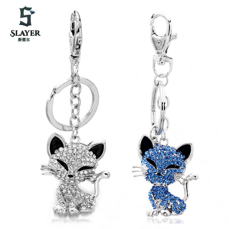 Cute kitten fashion men's and women's bags car keychain factory direct friends girlfriends gift rack