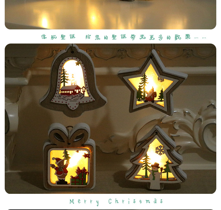 New Christmas Decorations Christmas Lights With Lights Wooden Pendants Christmas Tree Pendant Christmas Gifts display picture 5