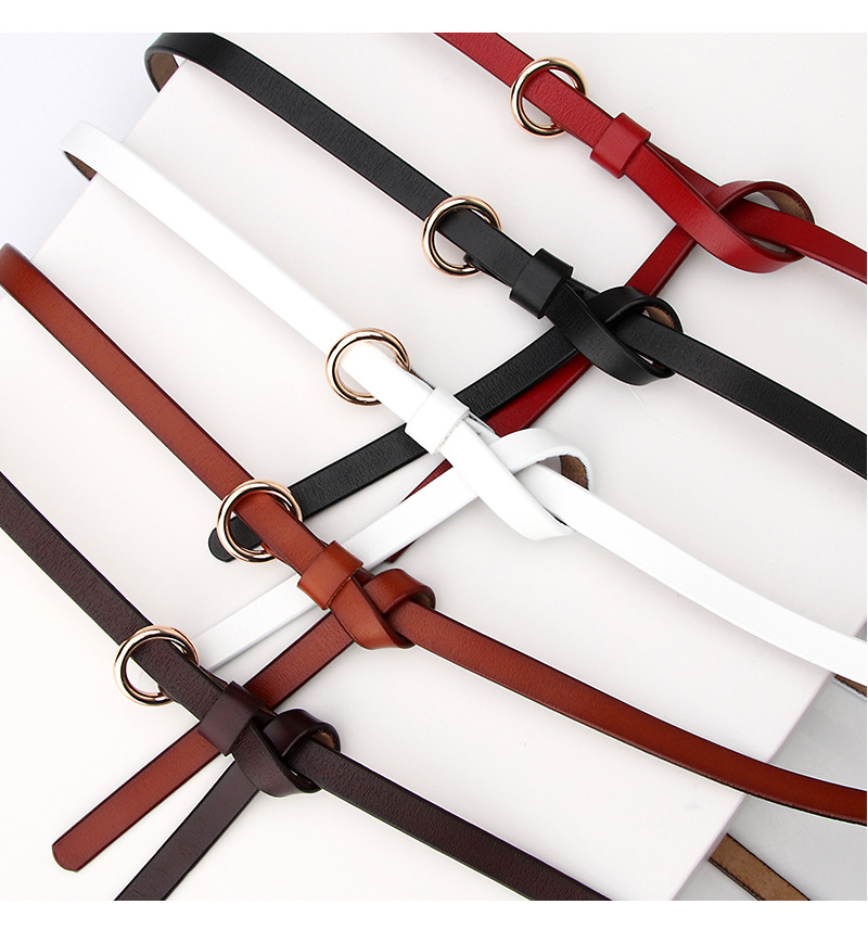 Novo cinto fino feminino de couro de vaca de duas camadas com fivela redonda, suéter feminino, casaco, vestido, cinto decorativo, cinto de couro_voghion.com