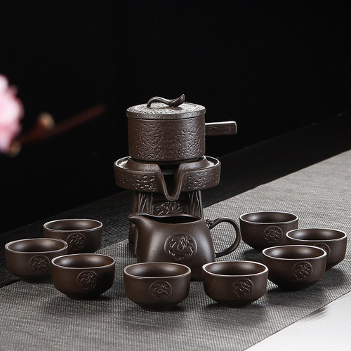 Shilairun semi-automatic Kung Fu tea set set purple sand ceramic household lazy stone grinding tea making creative anti-scalding