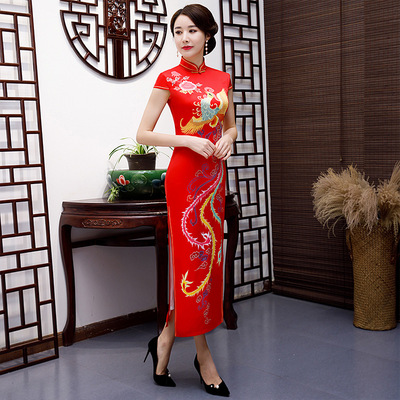 旗袍春夏2020新款女复古日常时尚加肥大码端庄大气旗袍显瘦连衣裙