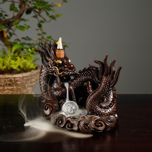 Cross-border new product reverse flow incense burner, creative large Chinese dragon reverse flow sandalwood incense burner craft home decoration ornament