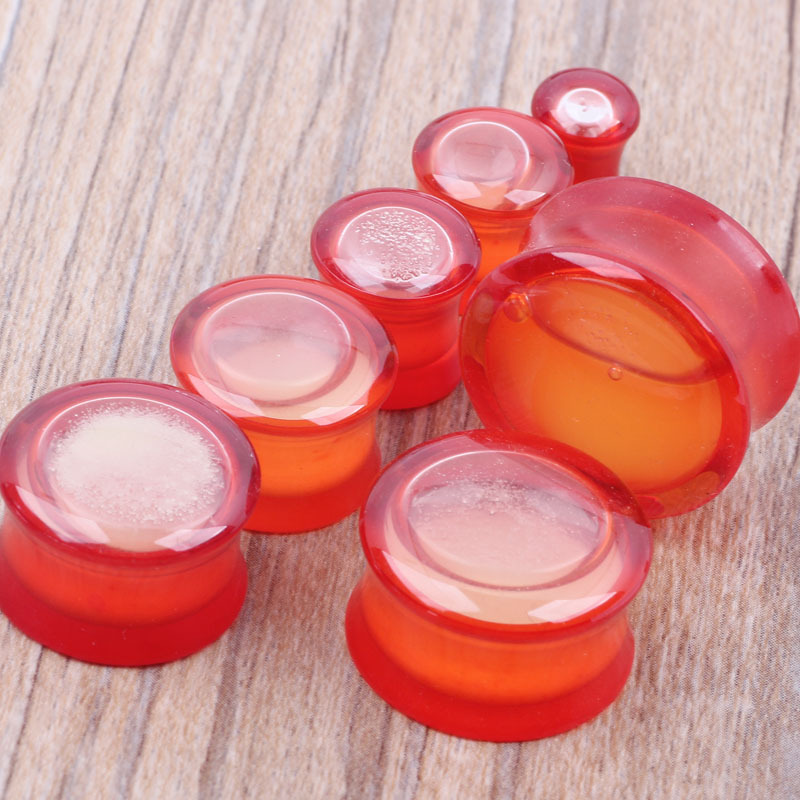 Acrylic Red Liquid Glow Ear Expander Plug – 20mm Transparent Bone Rod Earring for Gauged Ears detail image 8