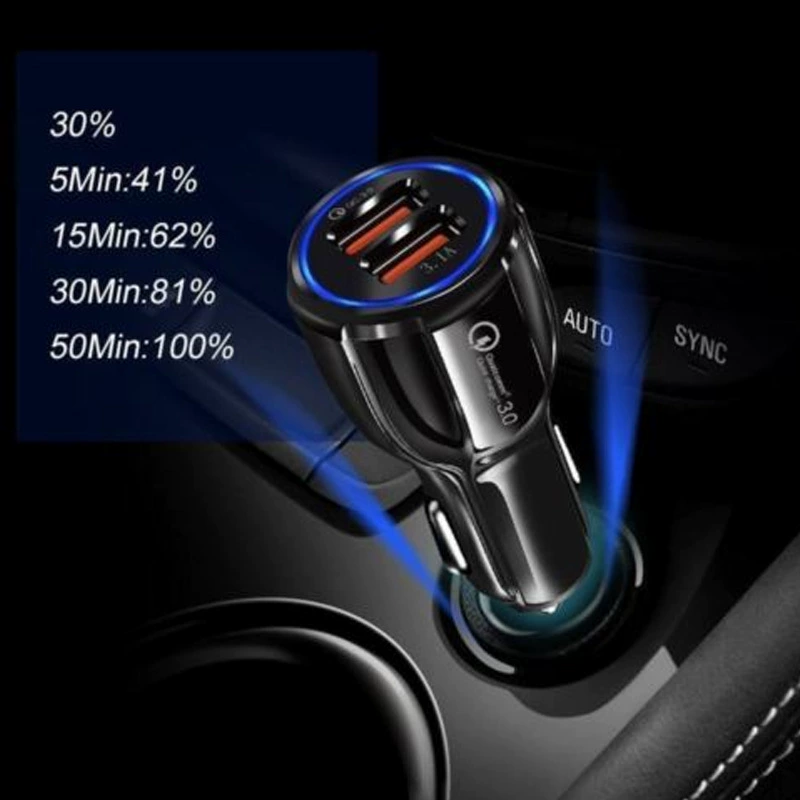 Новый QC3 0 автомобильное зарядное устройство с двумя USB QC3.0 автомобильное зарядное устройство 3.1A автомобильное зарядное устройство