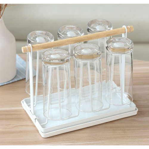 Customized iron art drain cup holder for home use portable water cup holder drain rack with tray living room kitchen cup storage