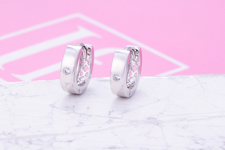 Korea Fashion Simple Single Diamond Zircon S925 Silver Earrings display picture 4