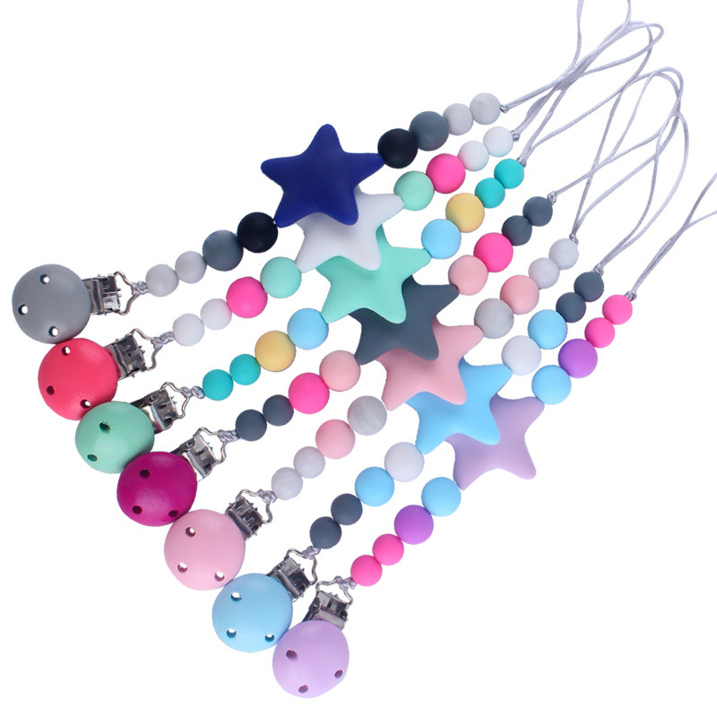 Nueva Cadena de chupete para bebés cadena anti-caída bebé dientes de silicona molienda cadena anti-perdida suministros maternos e infantiles comercio exterior