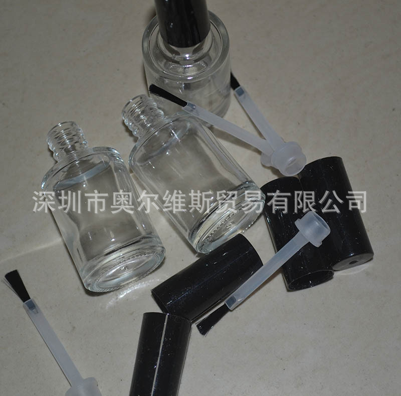 玻璃l15毫升指甲油瓶腮红瓶子毛刷透明液体瓶方形带刷批发