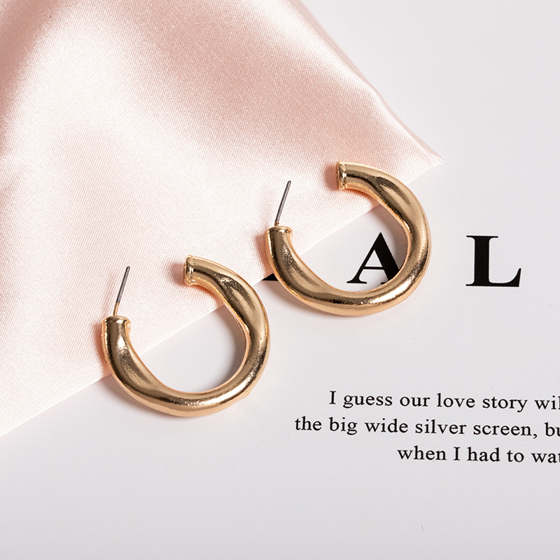 Korean New Retro C-shaped Earrings Fashion Trend Style Alloy Creative Semicircular Earrings Wholesale Nihaojewelry display picture 7