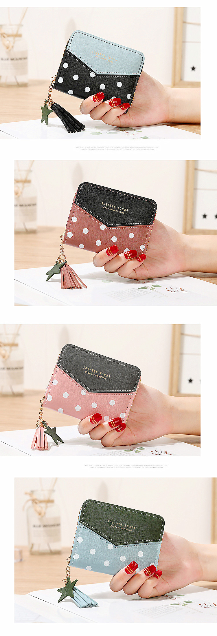 Women's Round Dots Pu Leather Tassel Zipper Wallets display picture 1