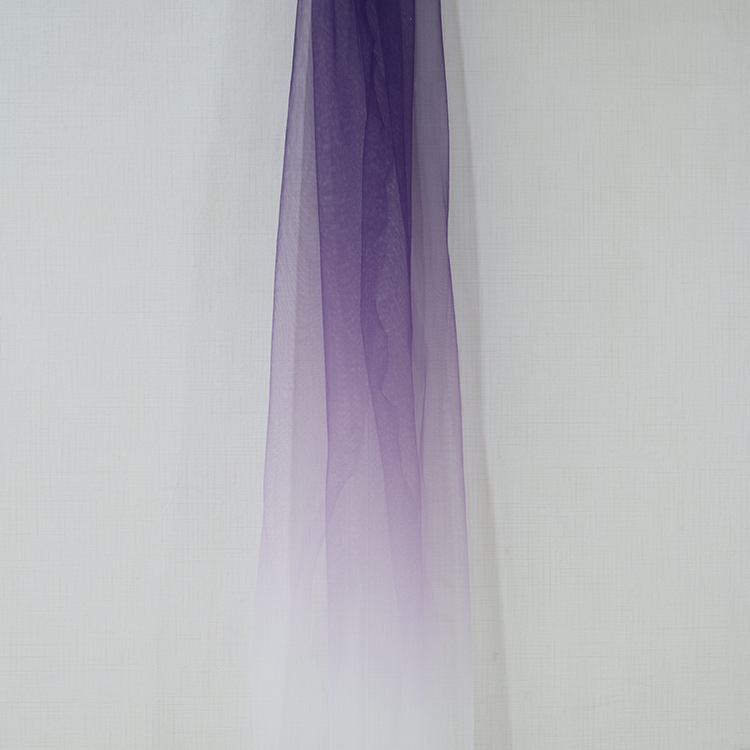 Fabricante de suministro de color púrpura gradiente impresión tela de malla de diamante vestido tela
