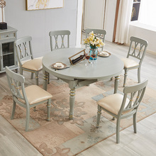 美式实木餐桌6人西式餐桌椅组合长方形吃饭桌圆型跳台 厂家批发