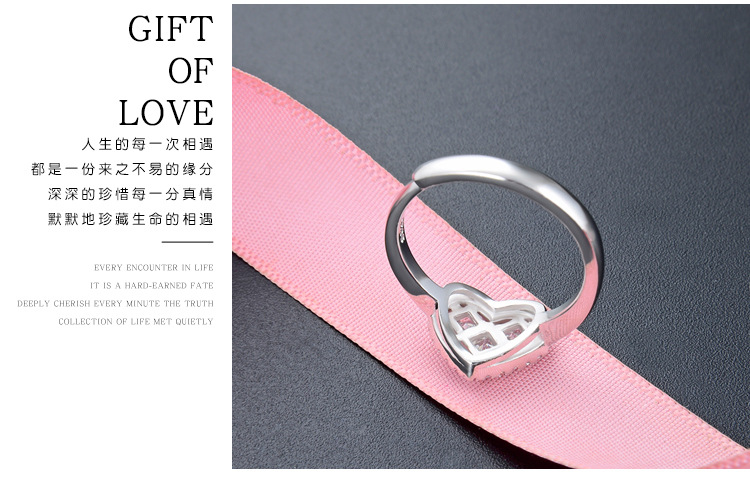 Fashion Heart-shape Inlaid Zirconium S925 Silver Ring display picture 3