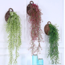 仿真植物壁挂仿真金钟柳假花藤蔓家居商店装饰塑料花墙绿叶配材 文化玩乐用品网
