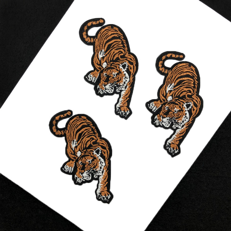 创意卡通老虎刺绣布贴服装鞋帽装饰修补贴小号DIY背胶补丁贴现货
