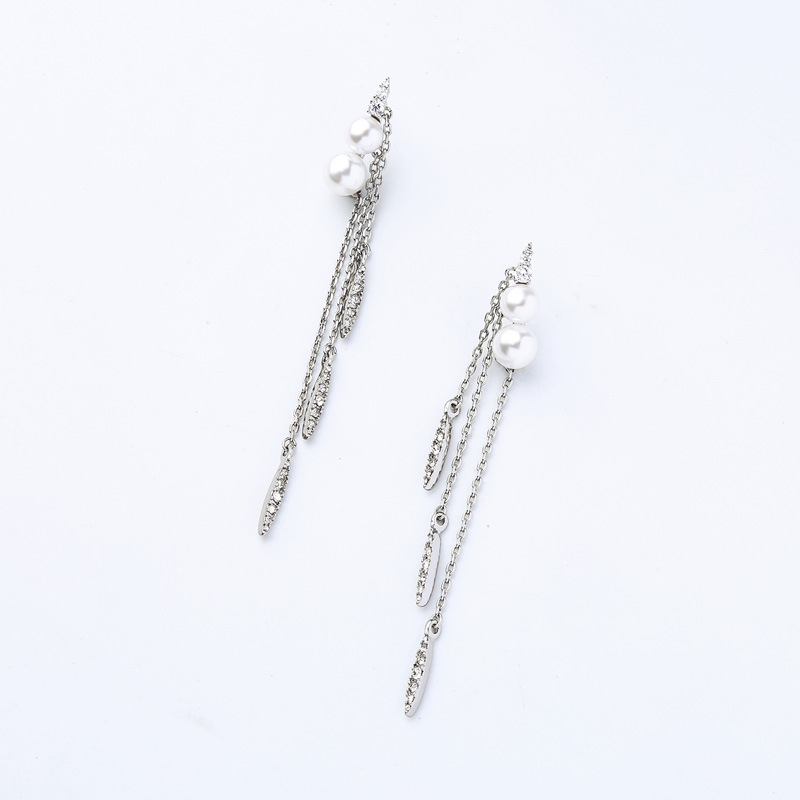 Lange Kreative Perlen-quasten-diamant-ohrringe Ohrringe Weibliche Europäische Und Amerikanische Mode Temperament Zeigt Dünnes Gesicht Ohrringe Ed01964d display picture 7